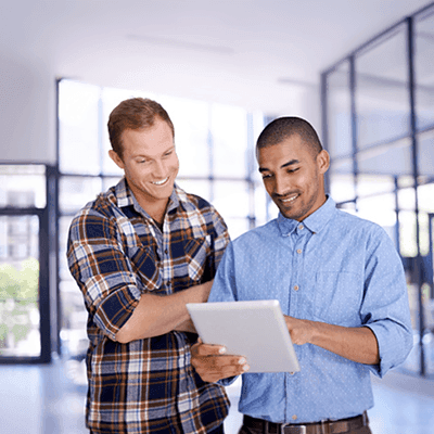 Customer and sales rep discussing a truck lease terms